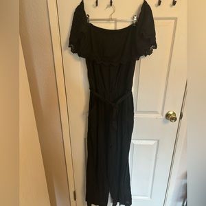 ModCloth Black Eyelet Romper Jumpsuit, M